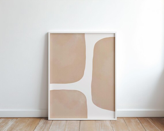 Minimalist Neutral Abstract Wall Art Beige Geometric Poster Modern Scandinavian Decor Boho Room