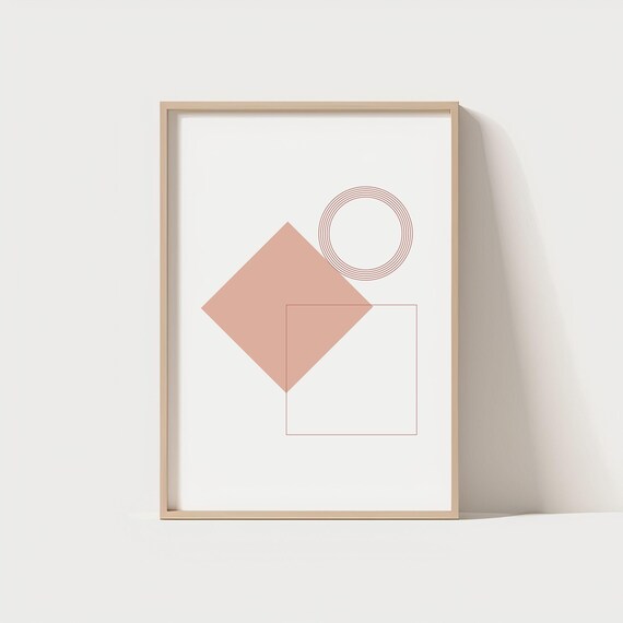 Minimal Abstract Geometric Wall Art Print Modern Line Circle Diamond Neutral Poster For Living Room Decor