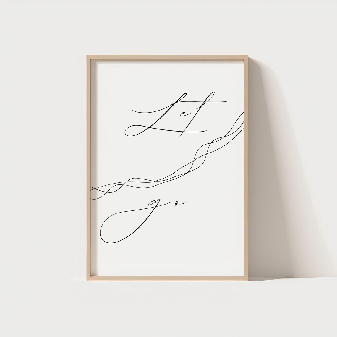 Let Go Minimalist Line Art Elegant Black White Calligraphy Quote Poster