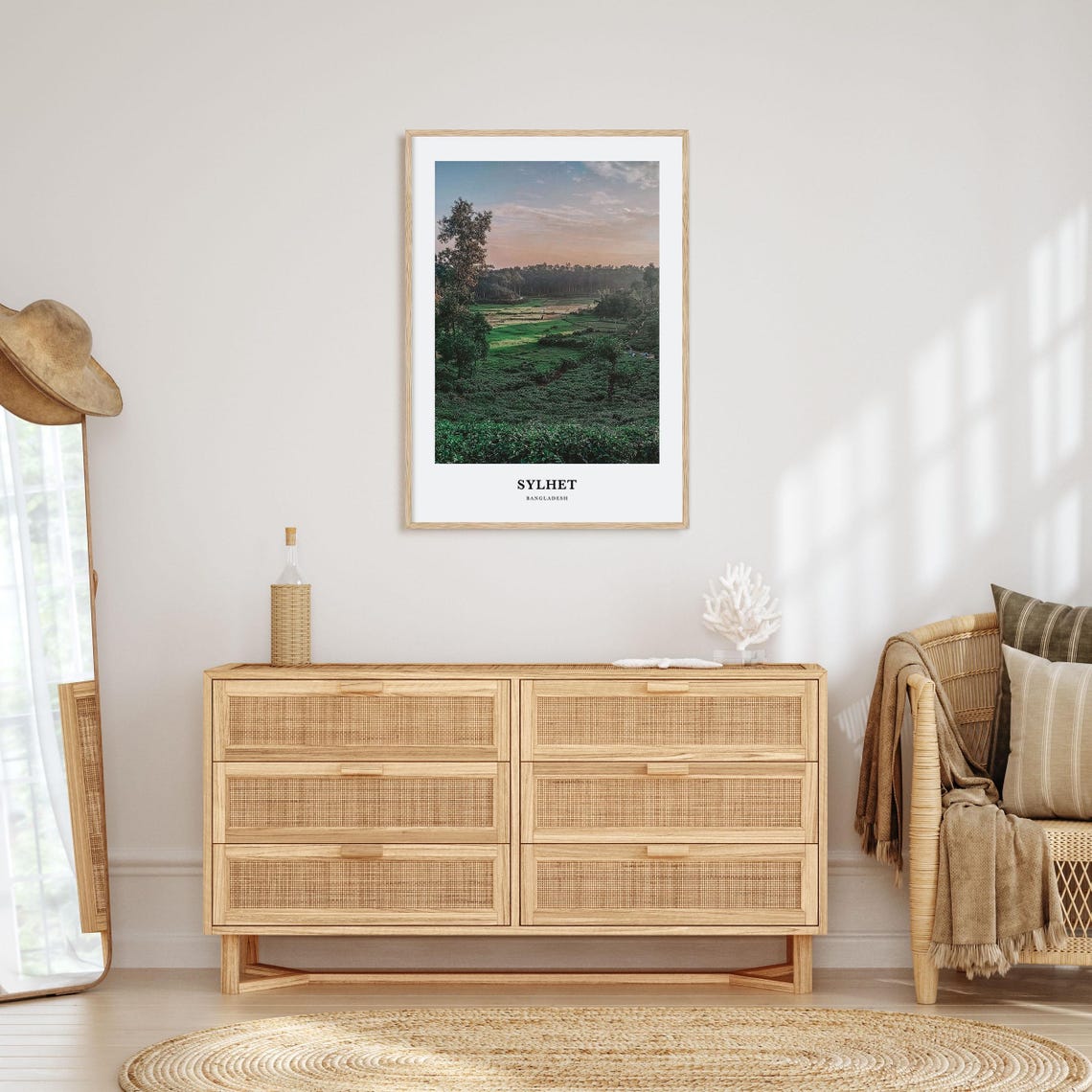 Sylhet Bangladesh Green Tea Gardens Sunset Landscape Photo Poster - Image 2