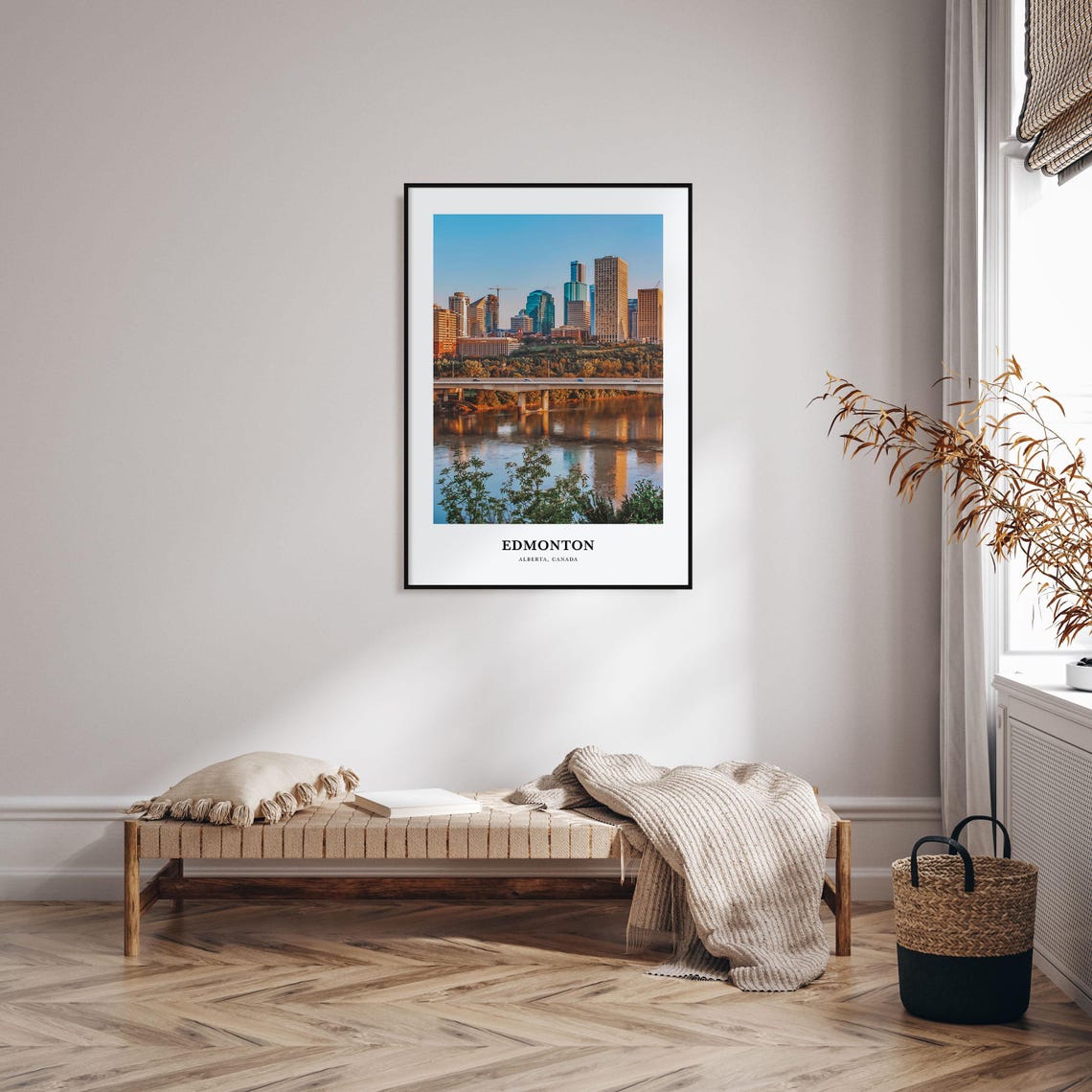 Edmonton Alberta Canada Sunset Skyline River Bridge Photo Poster - Image 3