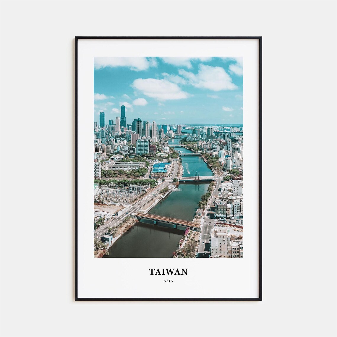 Taiwan Aerial River Cityscape Skyline Travel Photography Poster