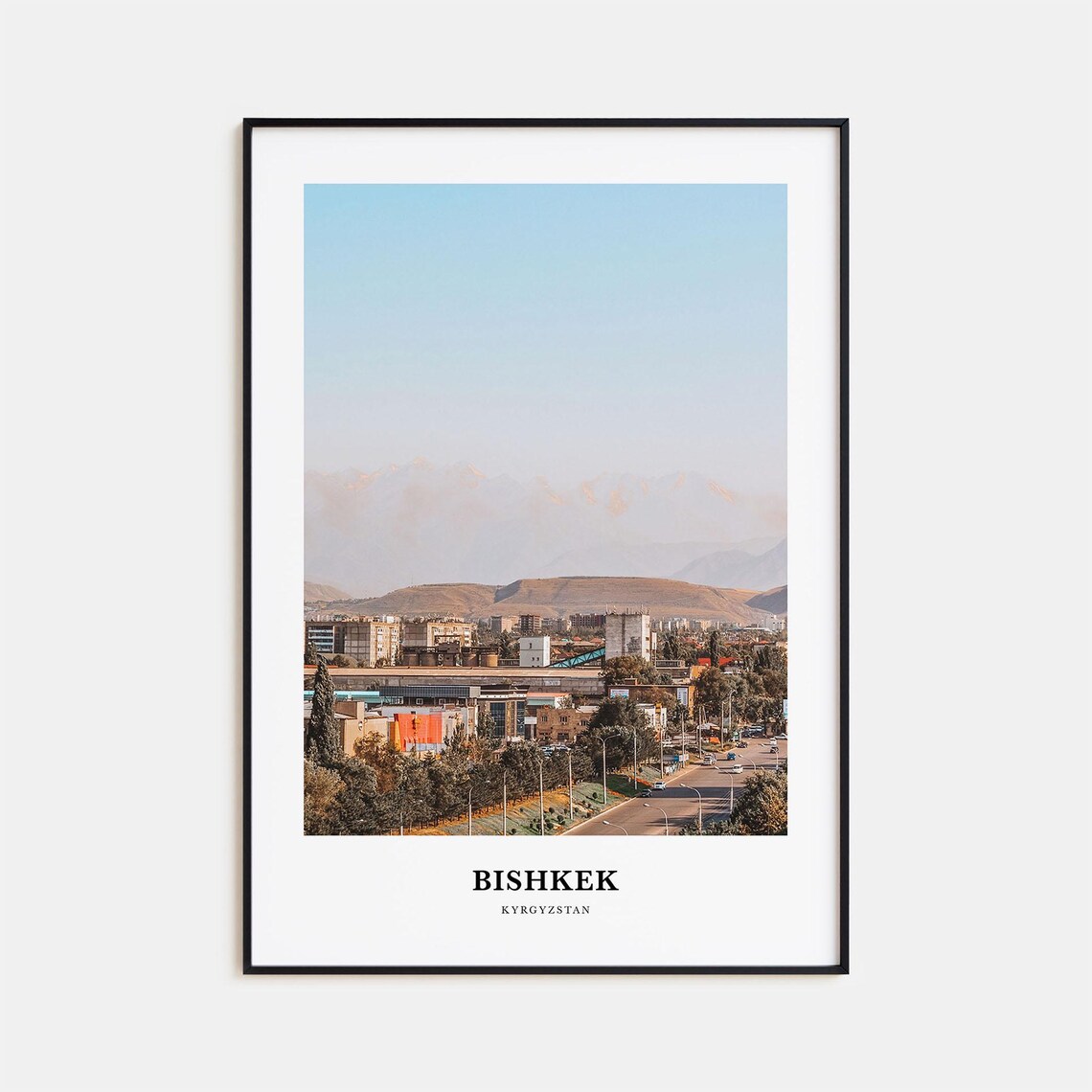 Bishkek Kyrgyzstan Wide City Street Mountains View Photo Poster