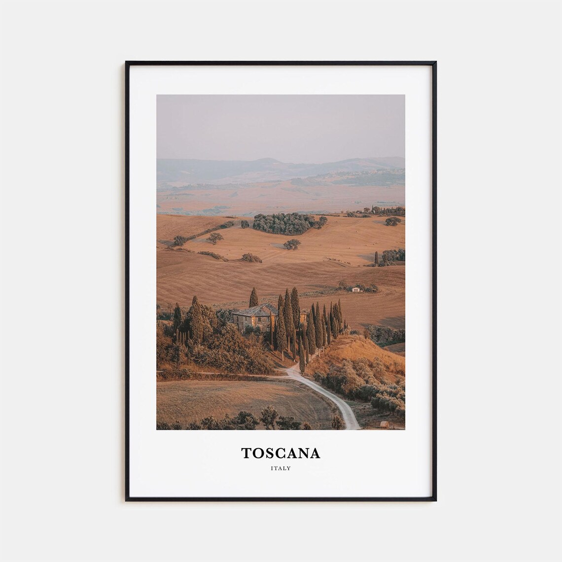 Toscana Italy Golden Hills Cypress Villa Countryside Travel Poster