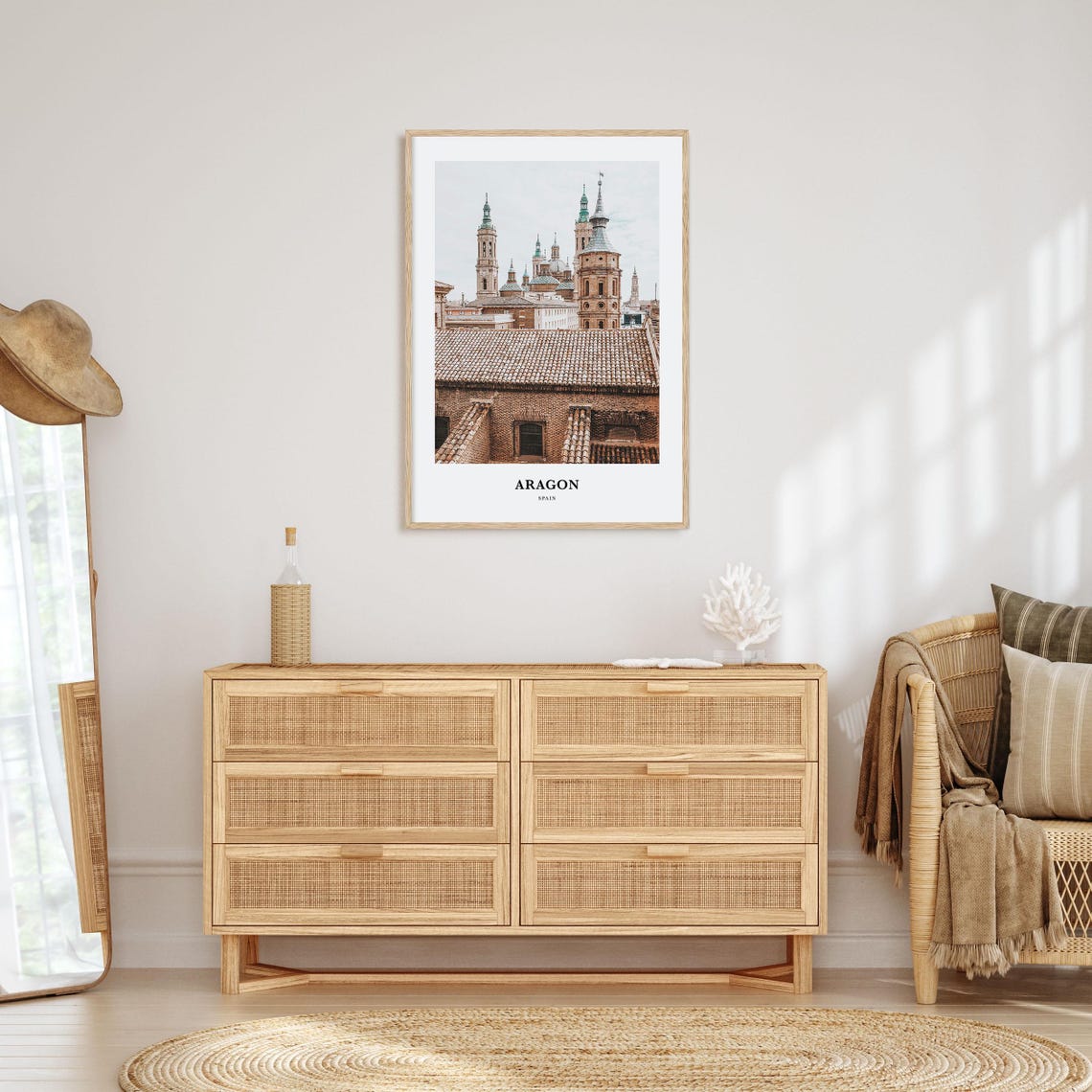 Aragon Spain Cathedral Spires Historic Old Rooftops City Poster - Image 2