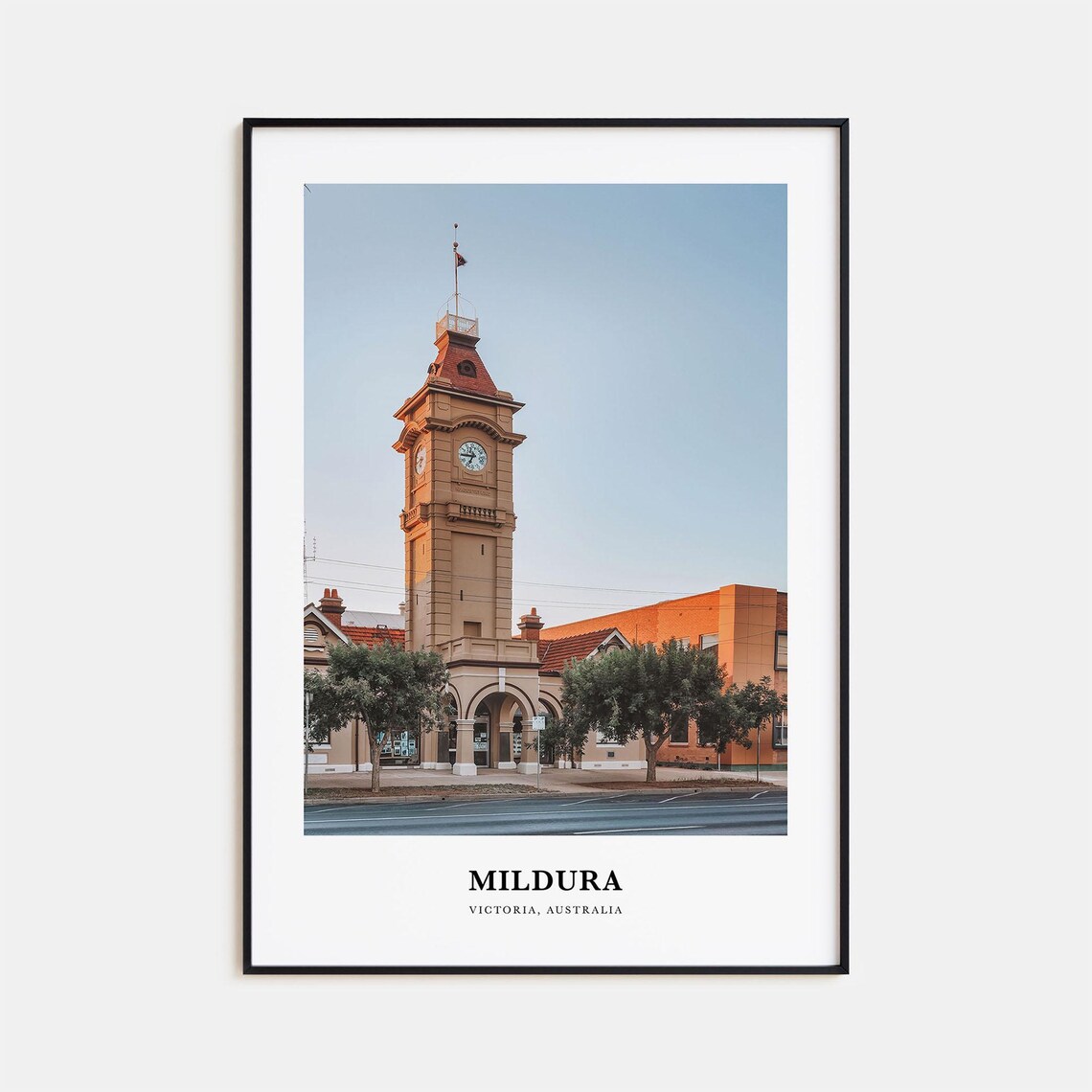 Mildura Victoria Historic Clock Tower Street View Travel Poster