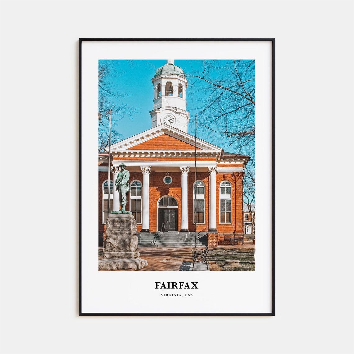 Fairfax Virginia Brick Courthouse Statue Columns Classic Photo Poster
