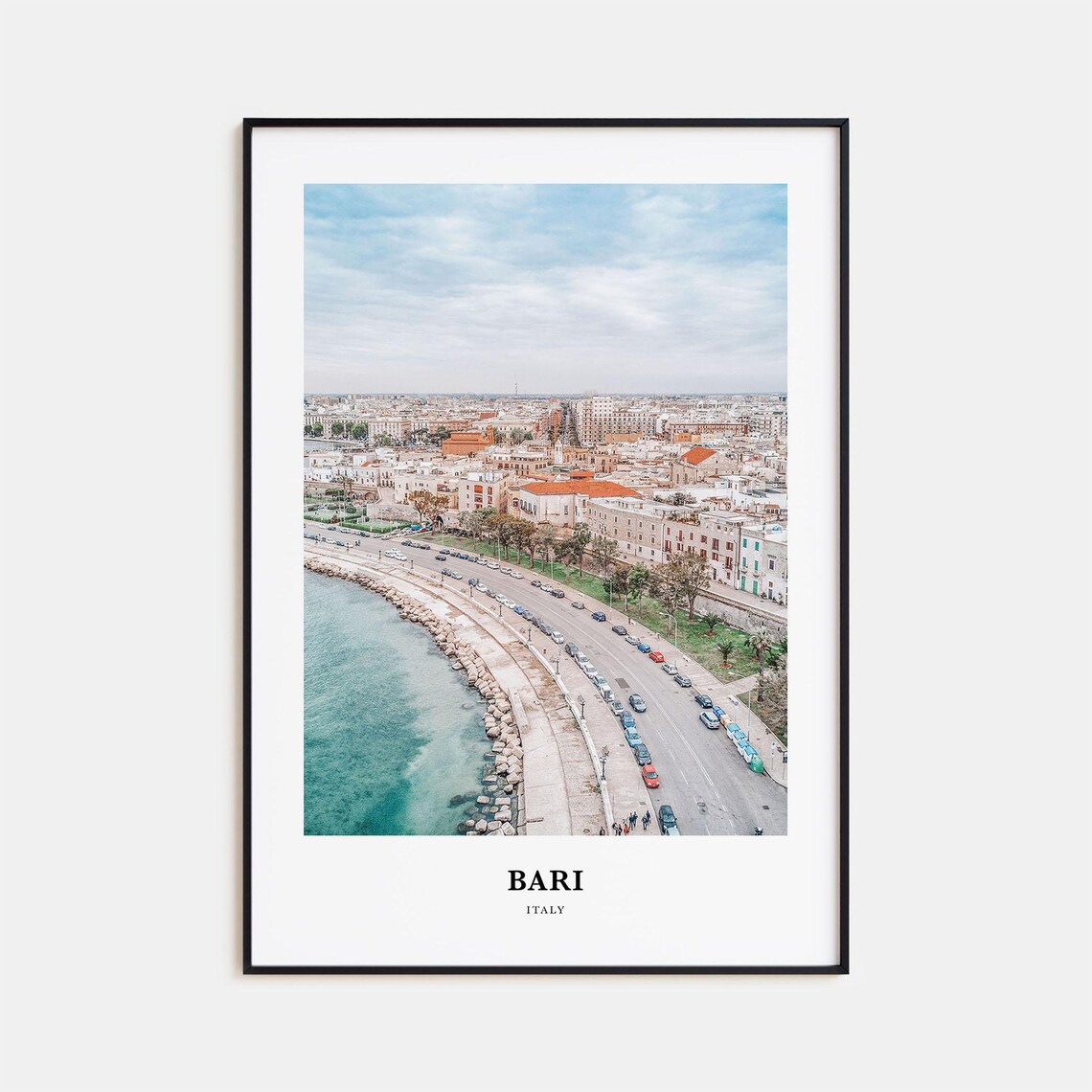 Bari Italy Waterfront Aerial Cityscape Photography Travel Poster