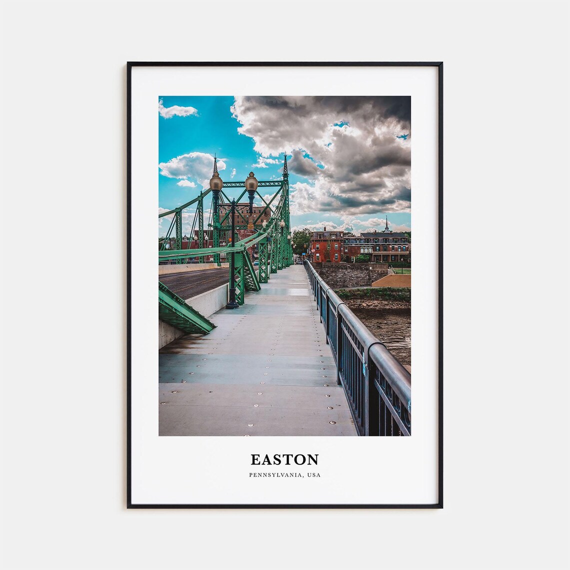 Easton Pennsylvania Green Bridge Over The River Travel Poster