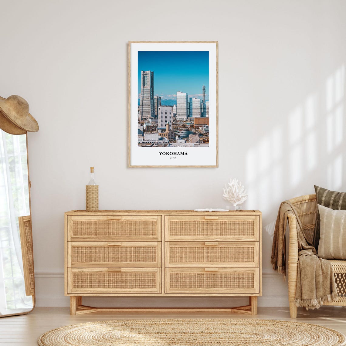 Yokohama Skyline Landmark Tower Blue Sky Japan Cityscape Poster - Image 2