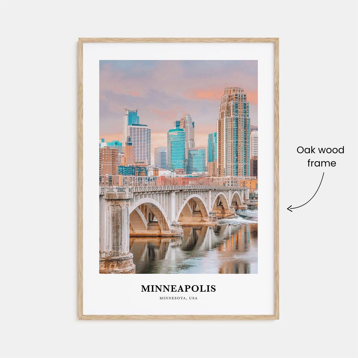 Minneapolis Minnesota Skyline Over The Stone Arches Bridge Poster - Image 3