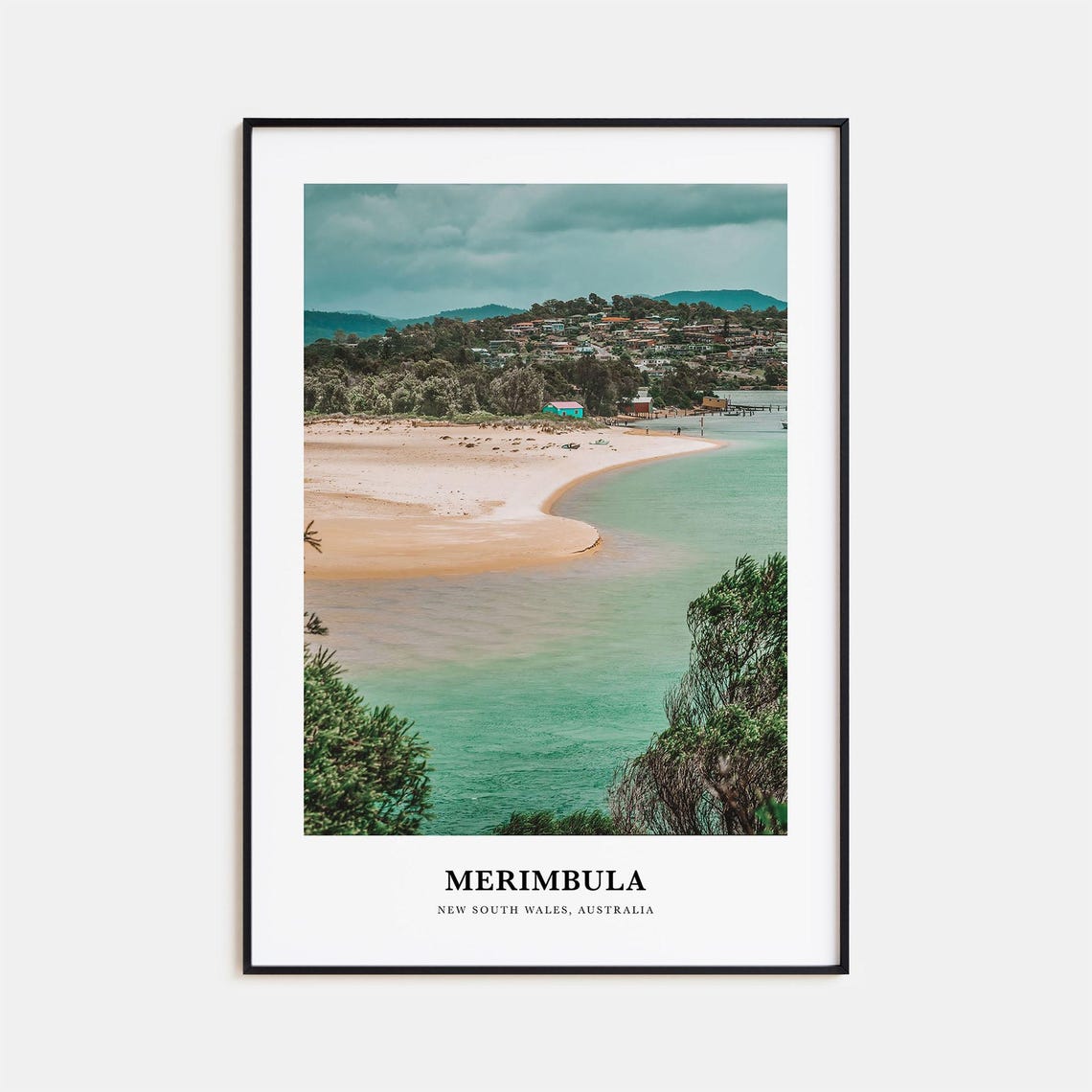 Merimbula Beach Curving Sand Spit Lagoon Coastal Travel Poster