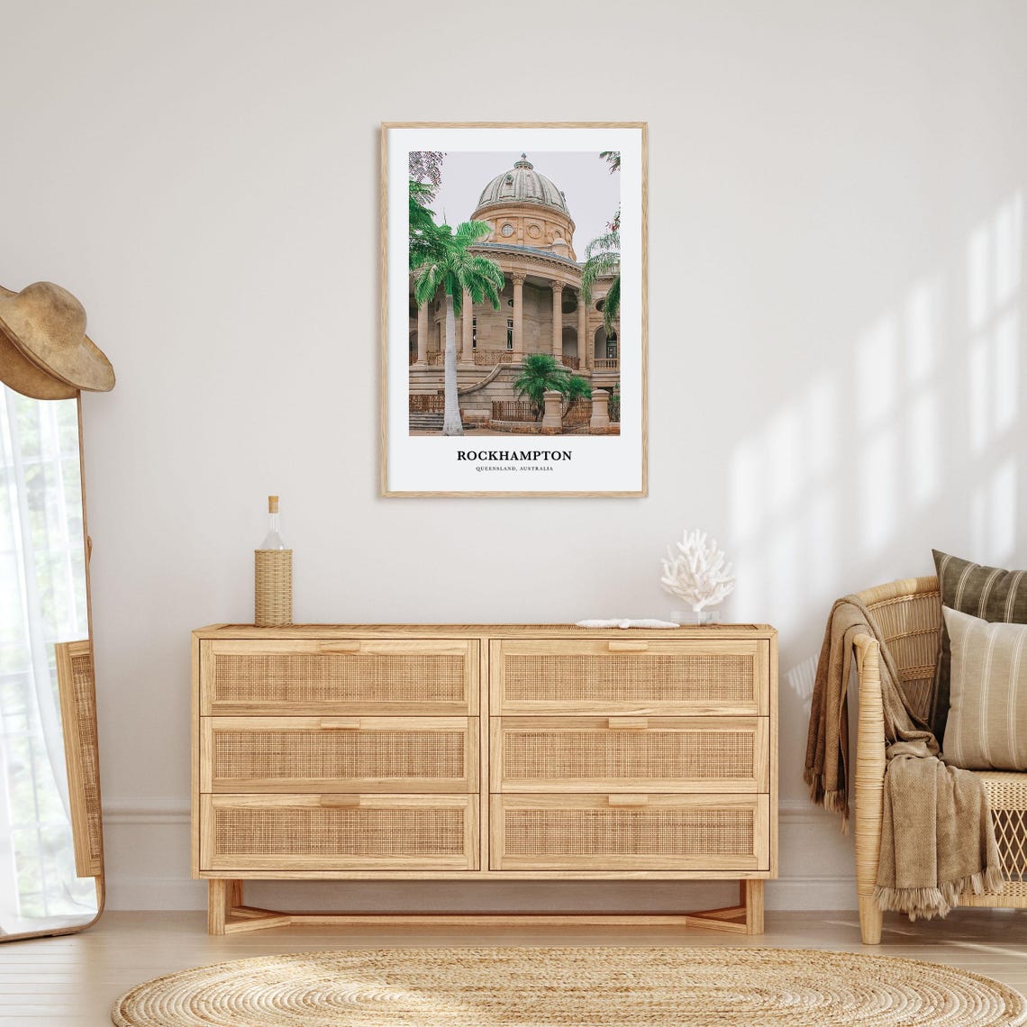 Rockhampton Australia Historic Domed Building Palm Trees Poster - Image 2