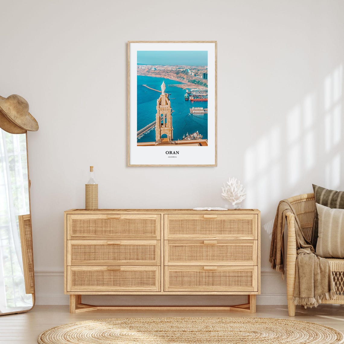 Oran Algeria Chapel Tower Over The Bay With Ships Travel Poster - Image 2