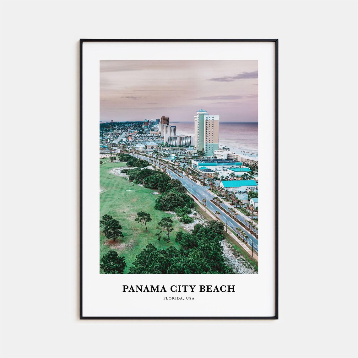 Panama City Beach Travel Poster, Florida Map