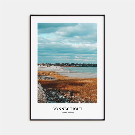 Connecticut Travel Poster, United States Map Print