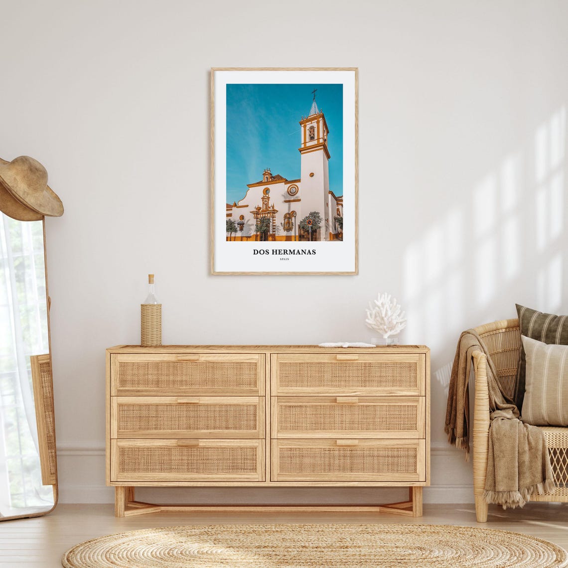 Dos Hermanas Spain White Church Facade Minimalist Travel Poster - Image 2