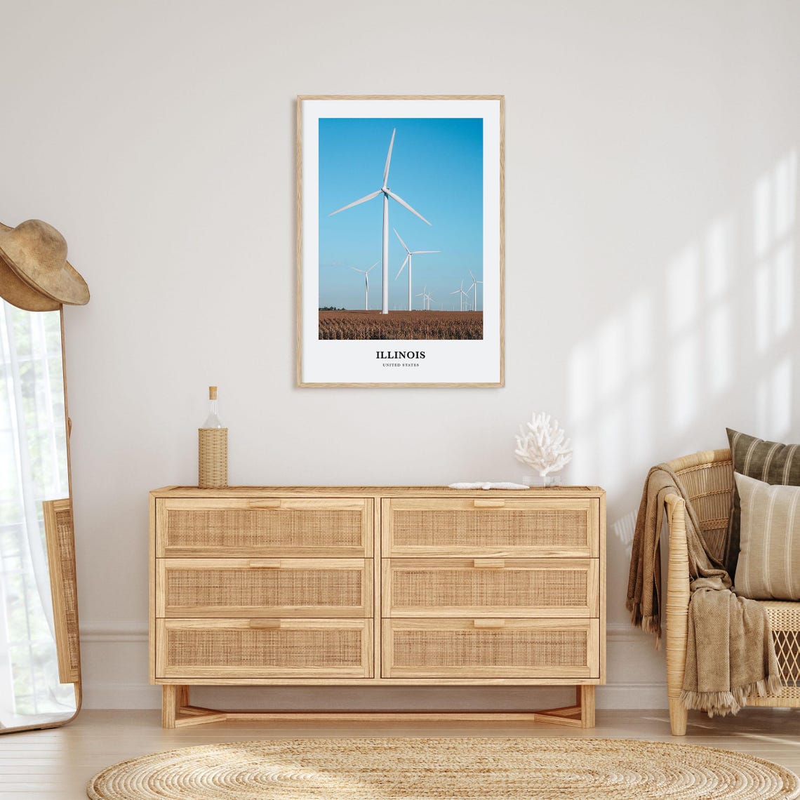 Illinois United States Wind Turbines Field Blue Sky Photo Poster - Image 2