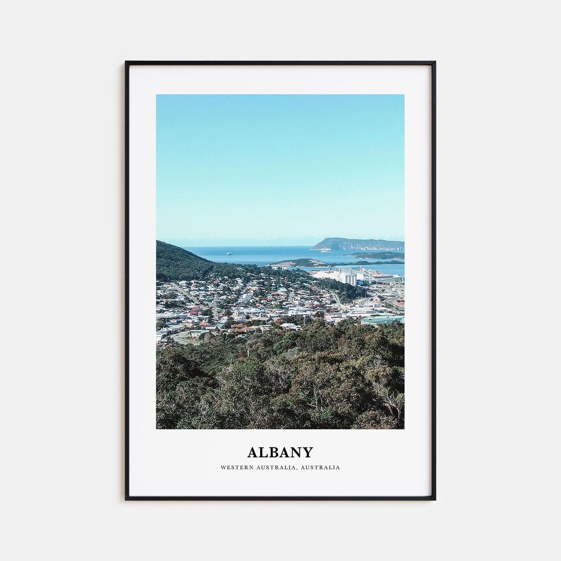 Albany Western Australia Coastal Aerial Travel Poster Harbor View