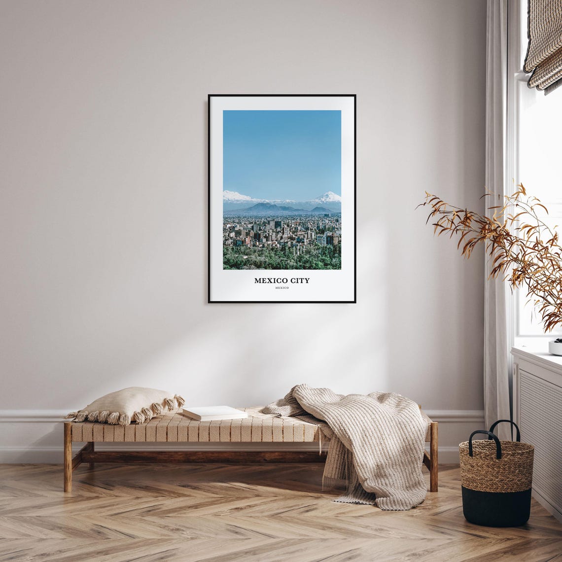 Mexico City Volcano Peaks Snowy Skyline Urban Panorama Poster - Image 3