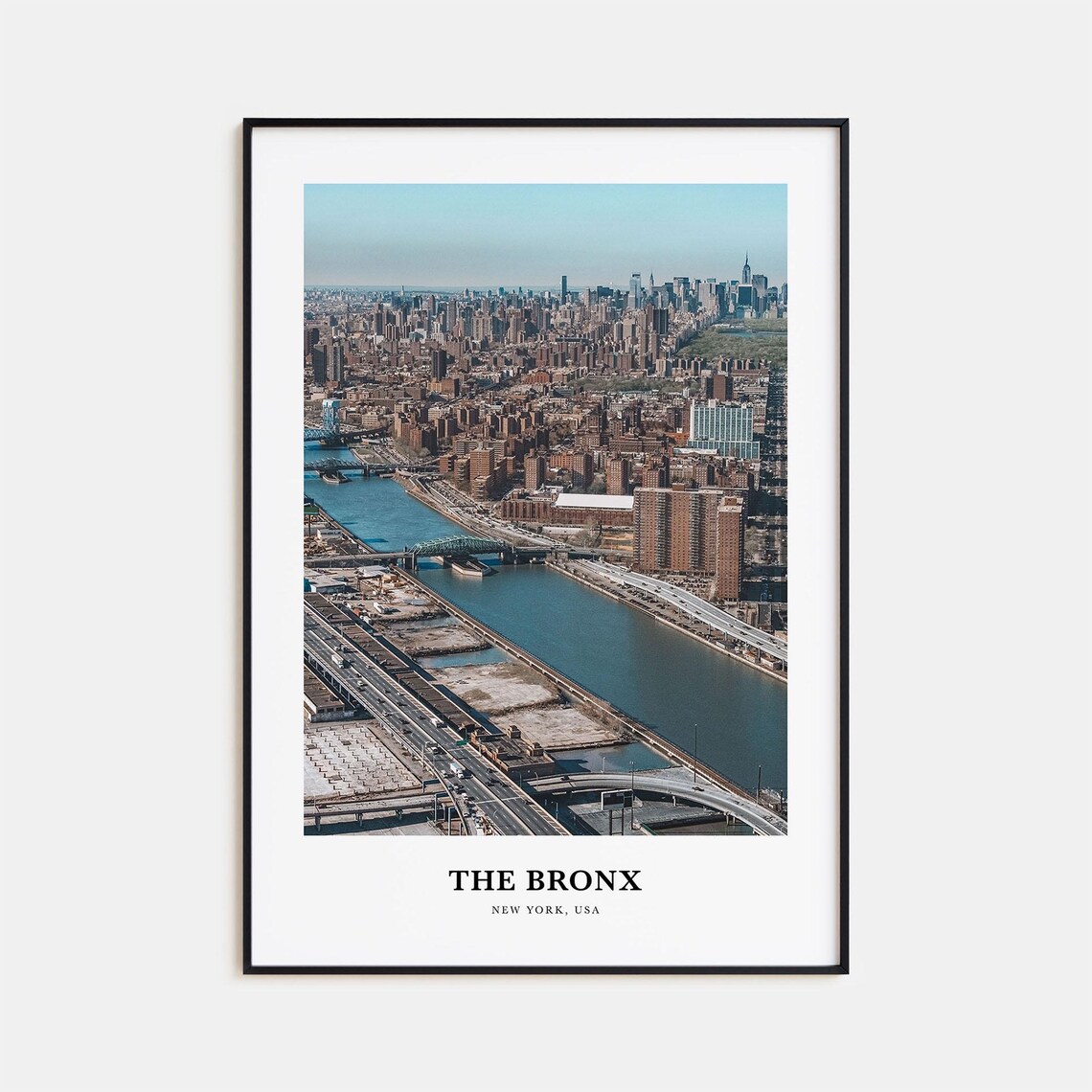 The Bronx New York Aerial River Bridges Cityscape Photography Poster