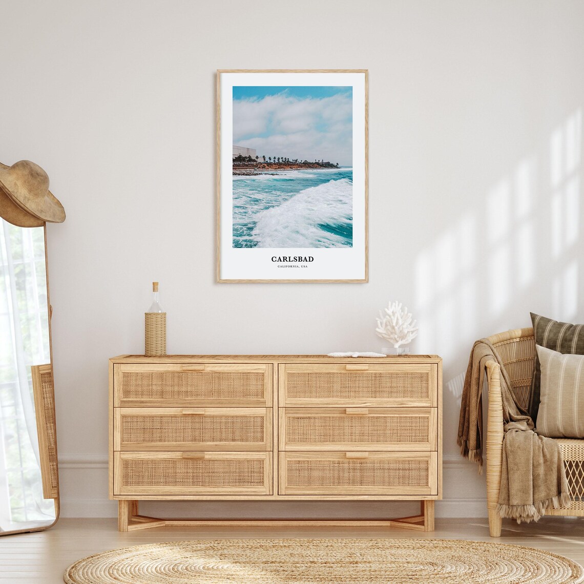 Carlsbad California USA Surf Beach Palm Cliff Waves Photo Poster - Image 2