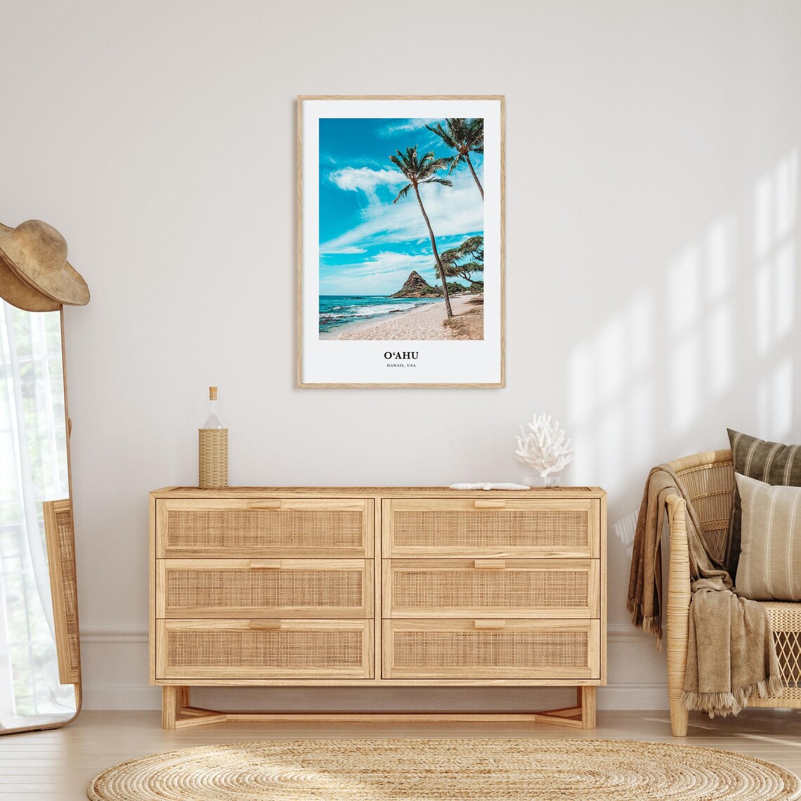 Oahu Travel Poster, Hawaii Map Wall Art Print - Image 2