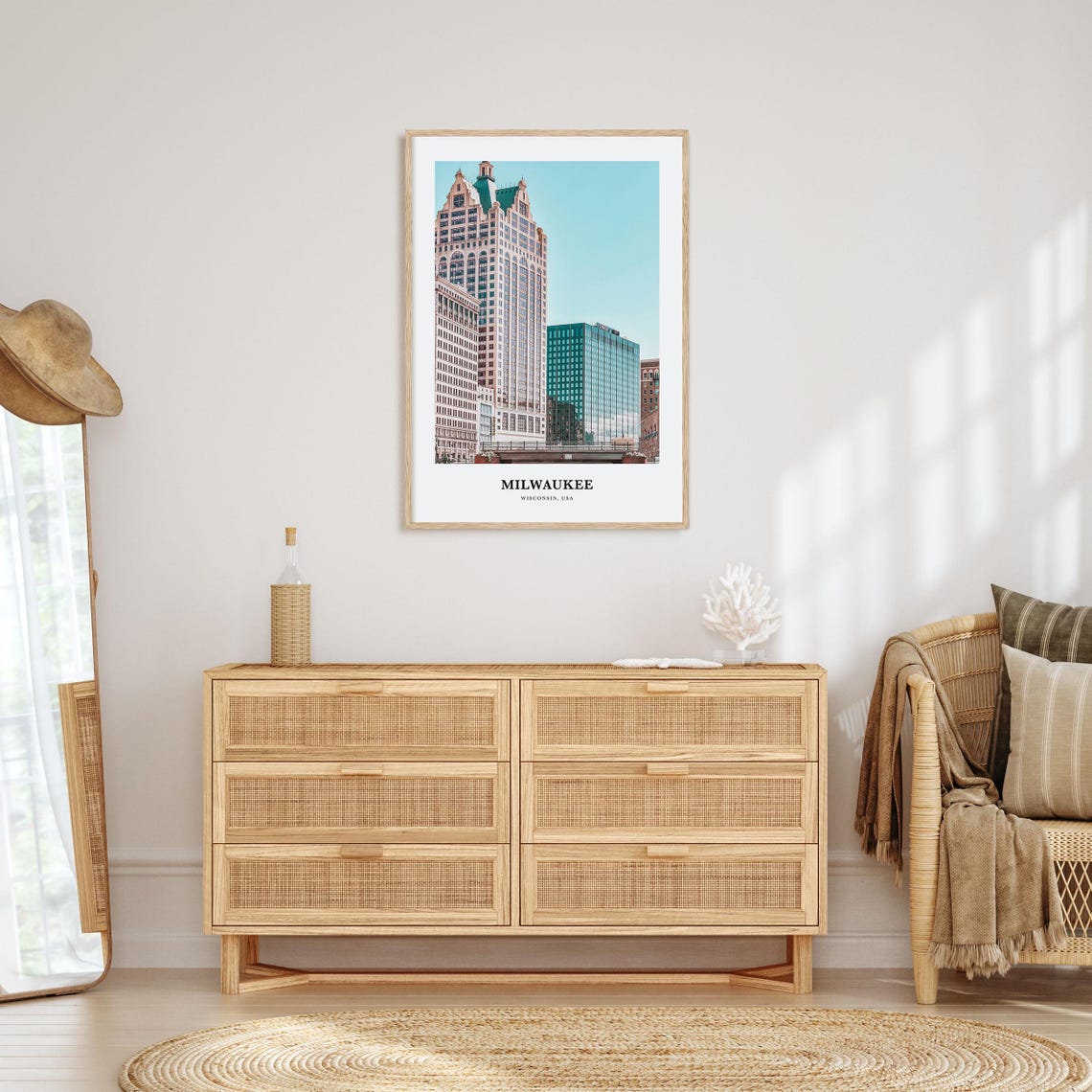 Milwaukee Wisconsin Downtown Historic Tower City Skyline Poster - Image 2