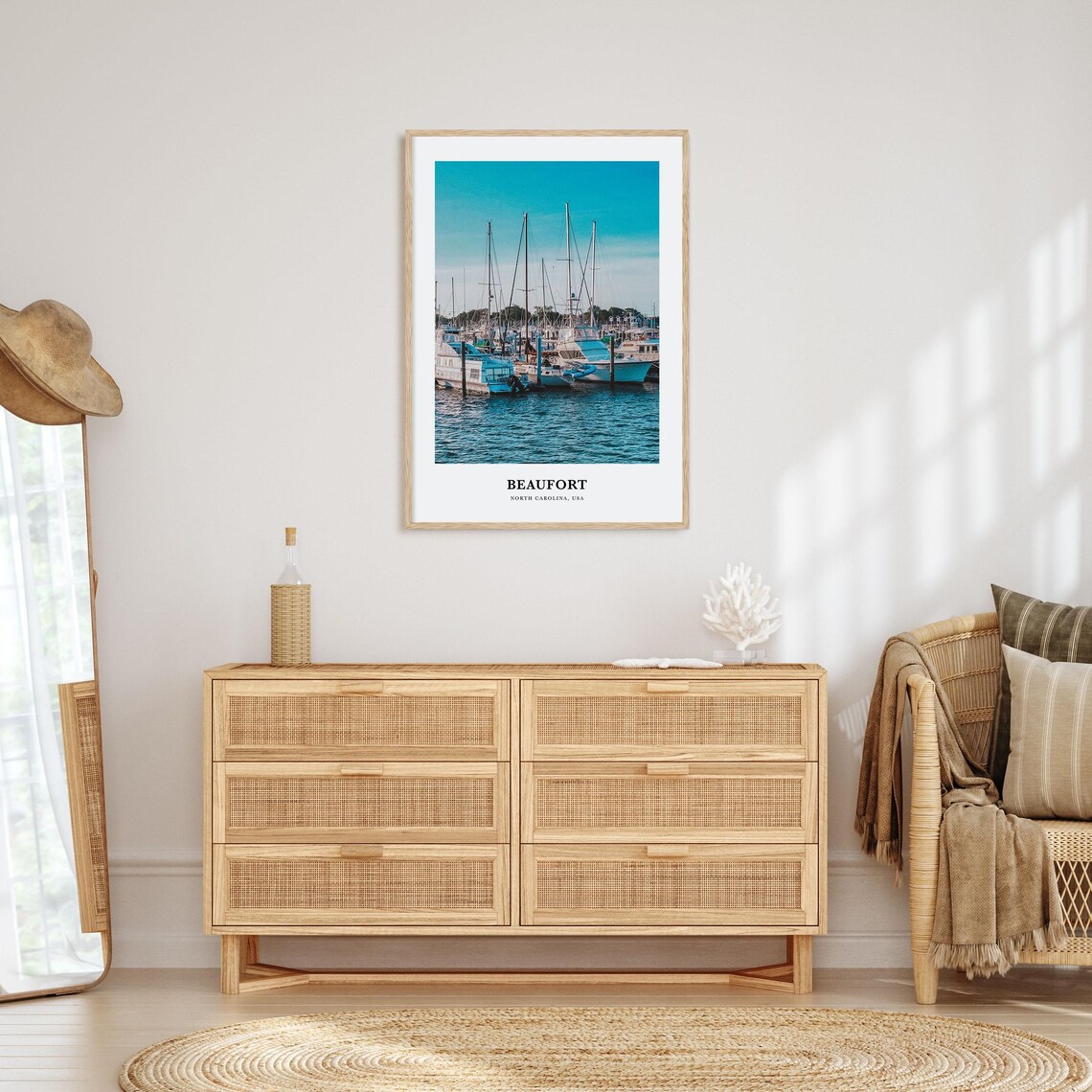 Beaufort North Carolina Marina Sailboats Harbor Travel Poster - Image 2