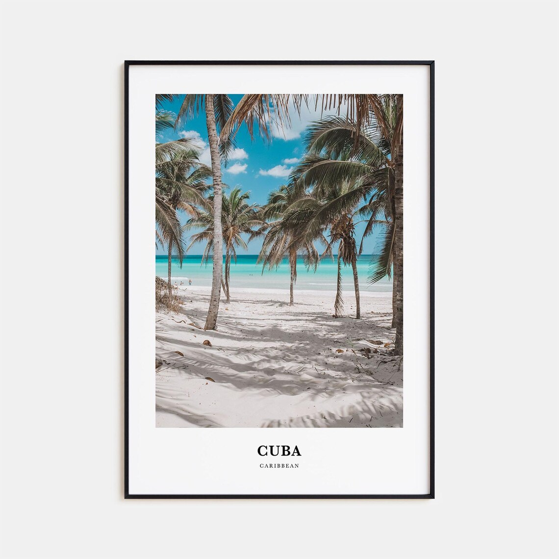 Cuba Caribbean Palm Beach Minimalist Tropical Island Travel Poster