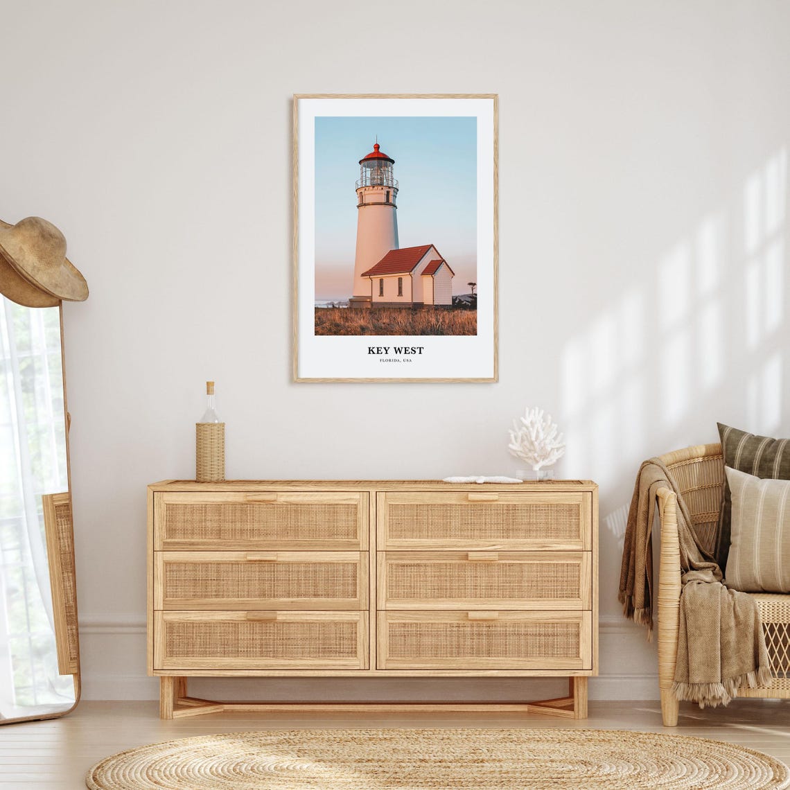 Key West Florida Lighthouse Red Dome Sunset Coastal Travel Poster - Image 2
