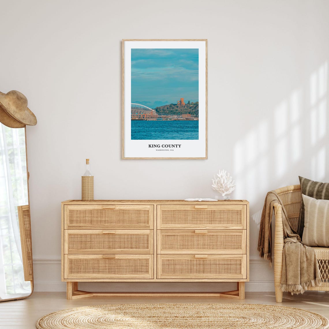 King County Washington Waterfront Stadium City Skyline Travel Poster - Image 2