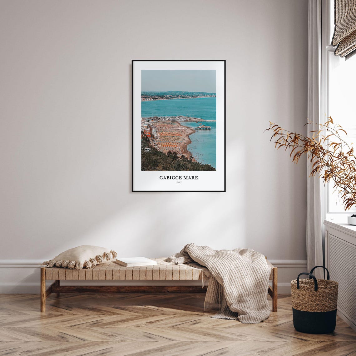 Gabicce Mare Italy Adriatic Beach Parasols Aerial Coast Travel Poster - Image 3
