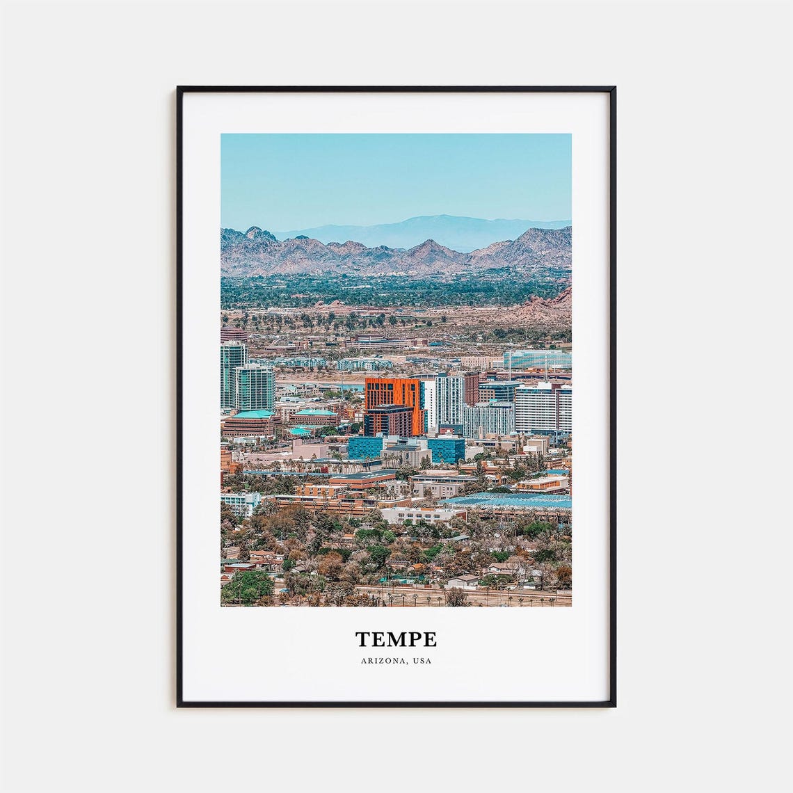Tempe Arizona Desert City Skyline with Mountain Backdrop Poster