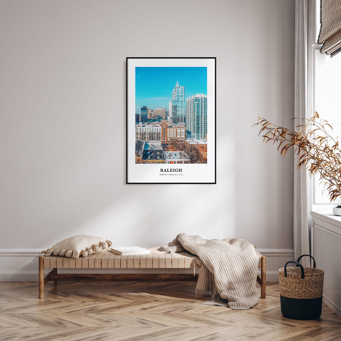 Raleigh North Carolina Downtown Skyline Under Blue Sky Poster - Image 3