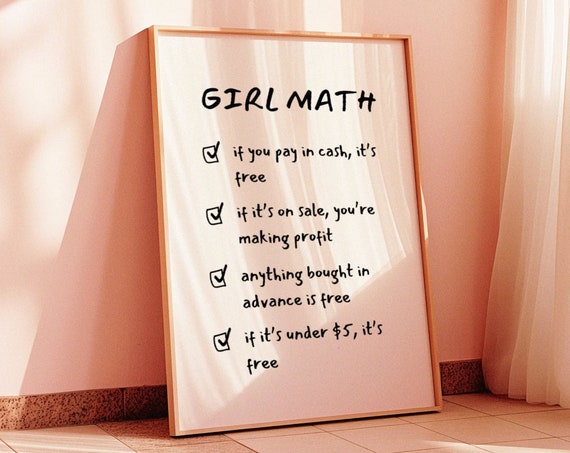 Girl Math Wall Decor Cute Girly Poster Home Bedroom Art Instant