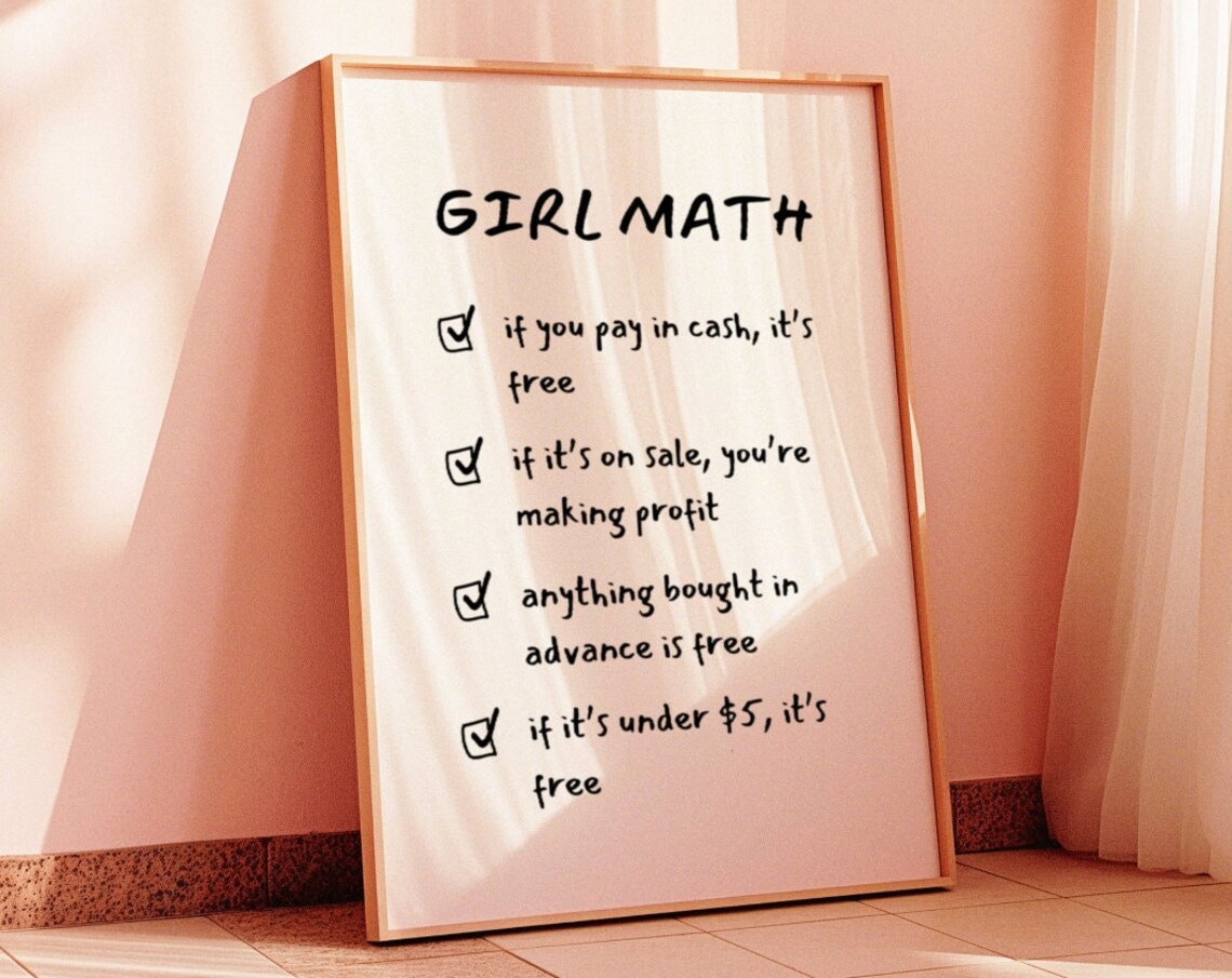 Girl Math Wall Decor Cute Girly Poster Home Bedroom Art Instant