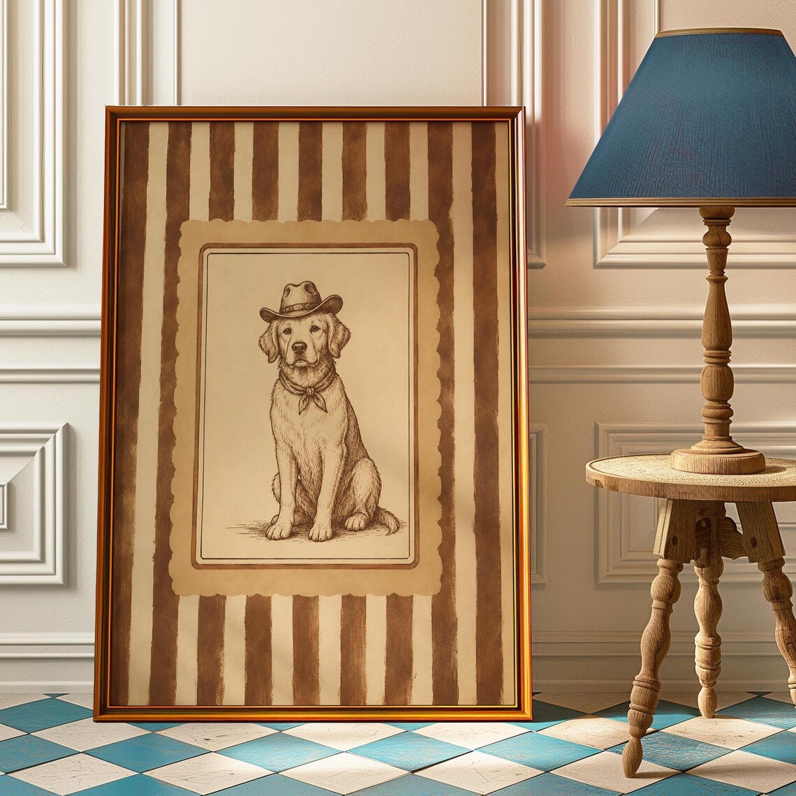 Cowboy Dog Poster, Western Farmhouse Decor