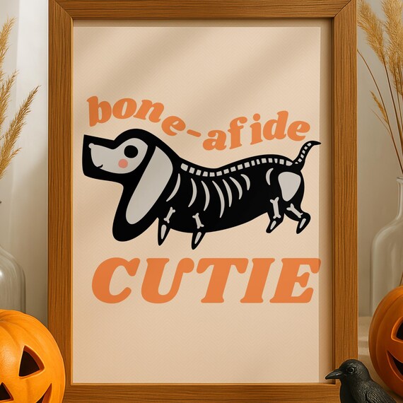 Dachshund Halloween Print Skeleton Dog Nursery Art