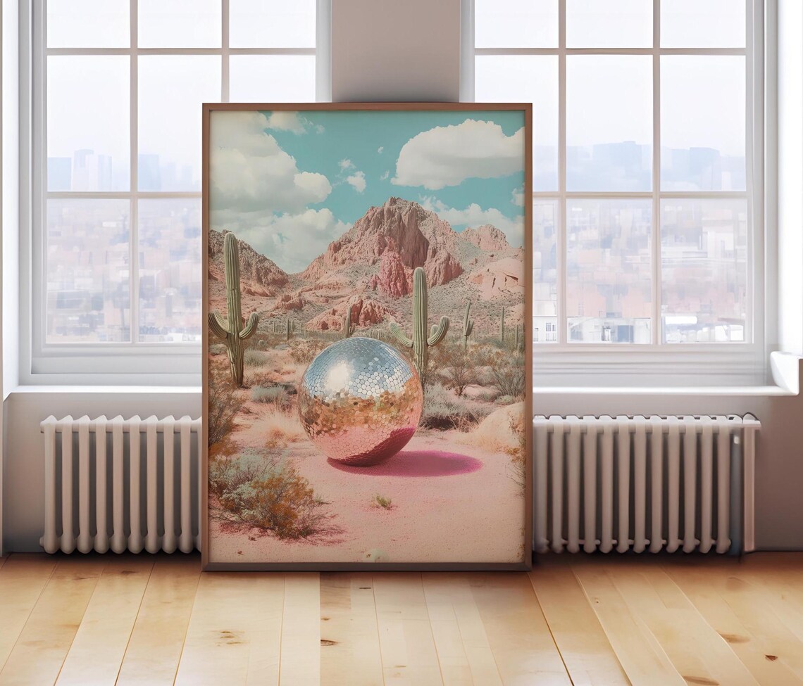 Retro Desert Disco Ball Poster, California Desert
