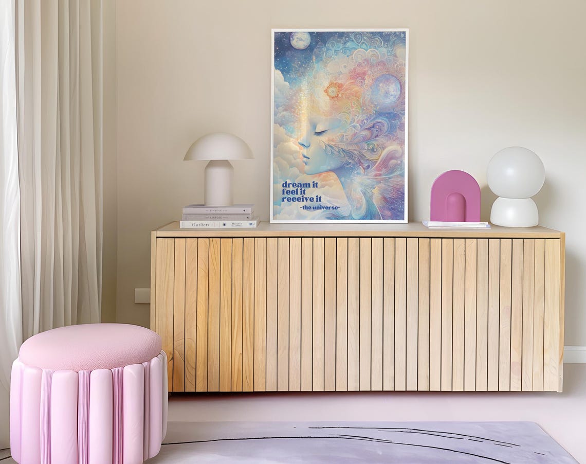 Dream It Feel It Receive It Celestial Goddess Affirmation Poster - Image 3