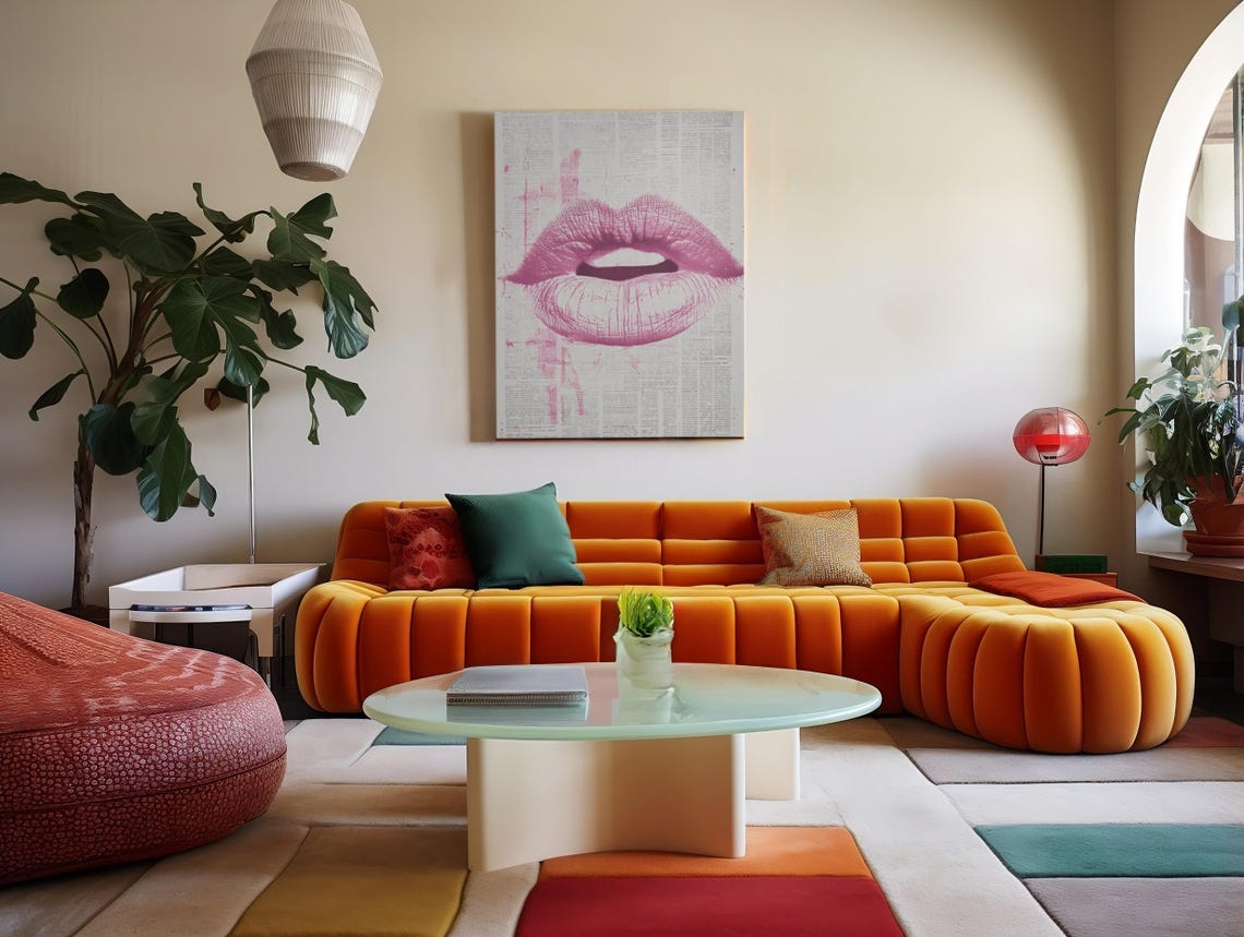 Bold Pink Lips Pop Art Over Newspaper Background Beauty Wall Art - Image 5