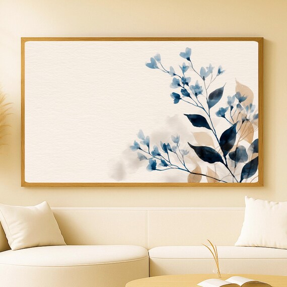 Minimalist Floral Watercolor Print, Japandi Decor