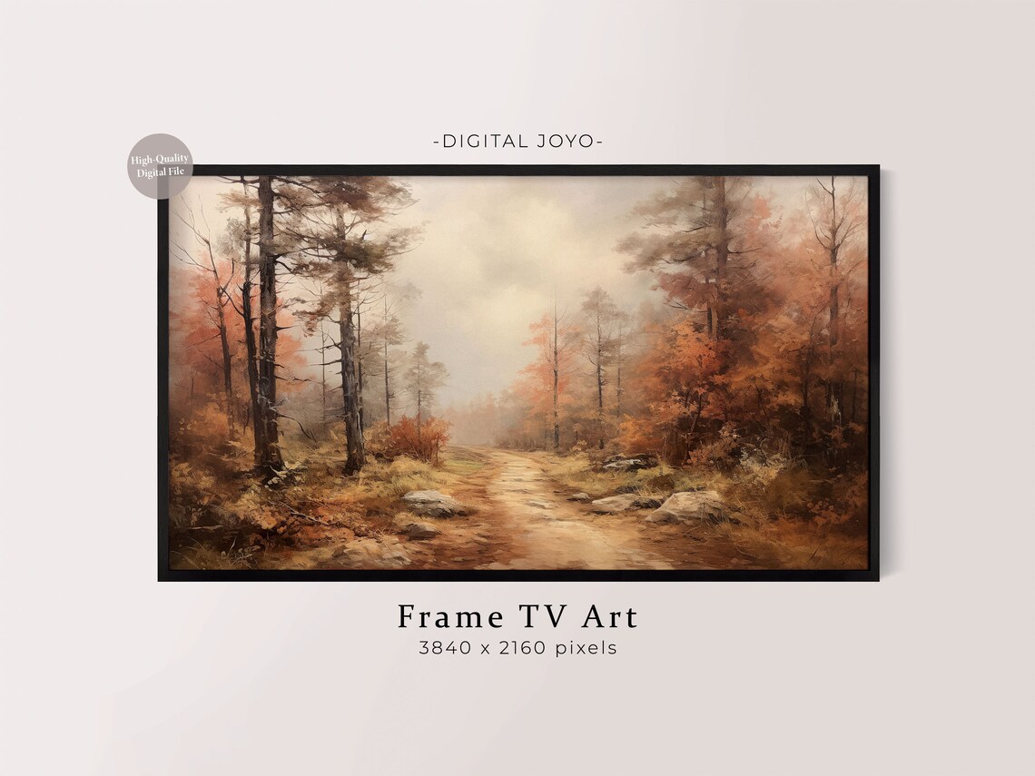Abstract Fall Forest Painting For Samsung Frame Tv