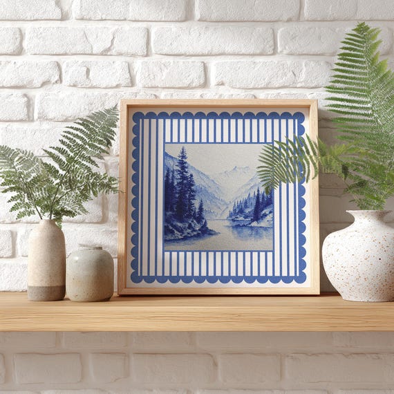 Blue Mountain Lake Pine Forest Art