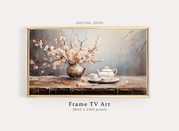 Coffee Flowers Still Life Painting Samsung Frame Tv Art