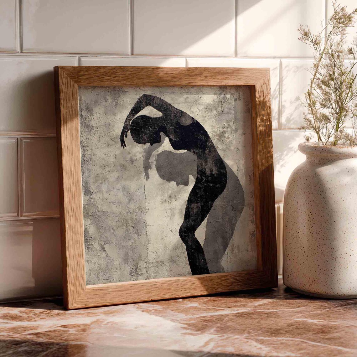 Woman Silhouette On Warm Grey Wall Art