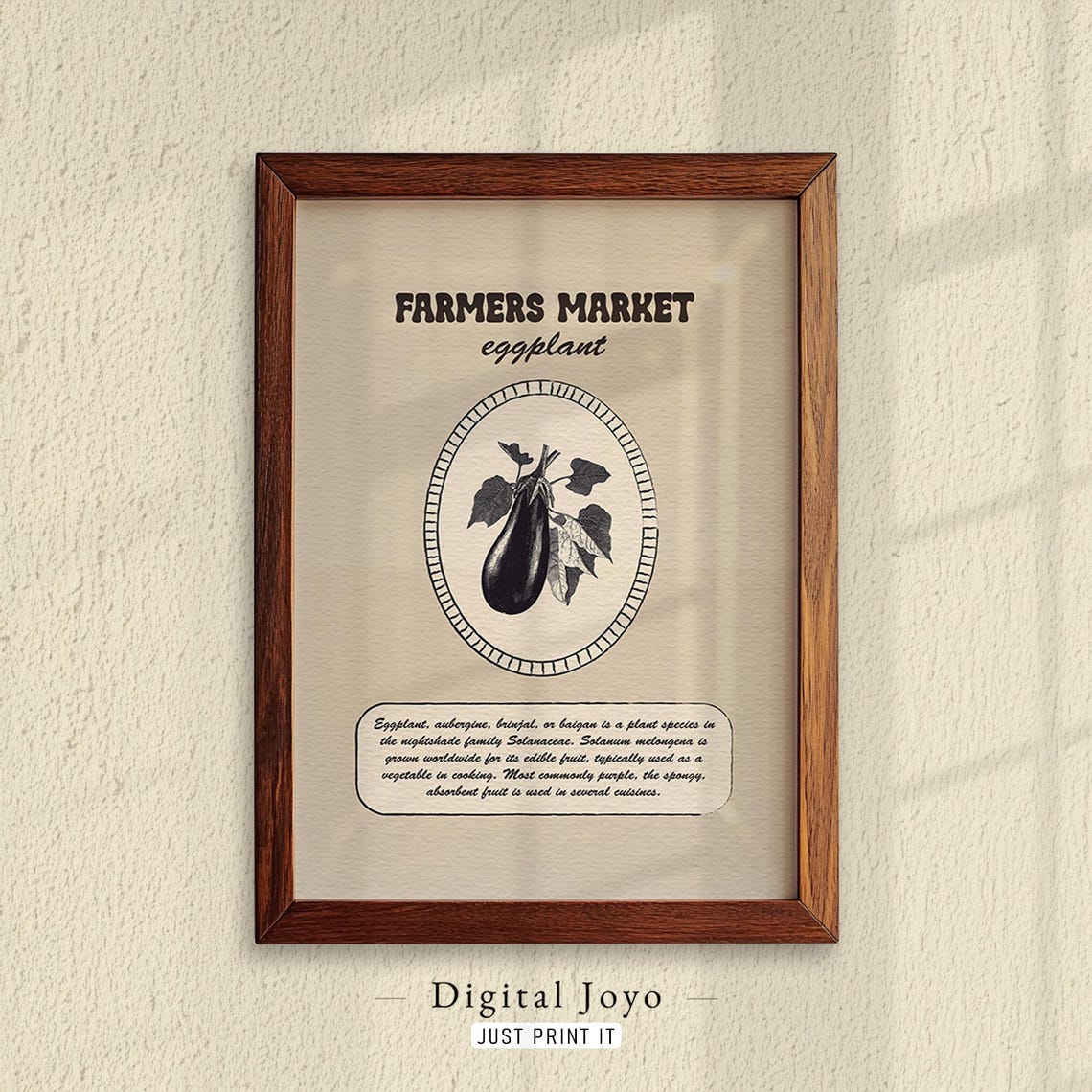 Vintage Farmers Market Eggplant Botanical Vegetable Banner Poster