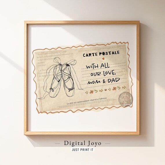 Carte Postale Ballet Shoes With All Our Love Mom and Dad Poster