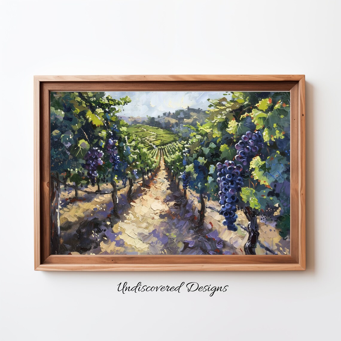 Sunlit Vineyard Rows At Harvest Time In Tuscany Oil Painting Poster